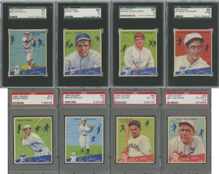 1934 Goudey Graded Collection (8 Different) Including Hall of Famers